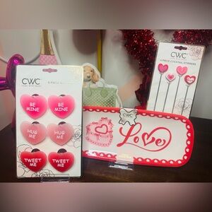 CWC Heart Cookie Trays, Bag Clips Set, Heart Stir Sticks
